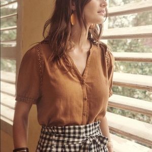 Sezane Wanda Blouse | Coffee | XS/34